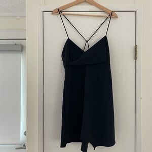 Zara Black Asymmetrical Spaghetti Strap Dress